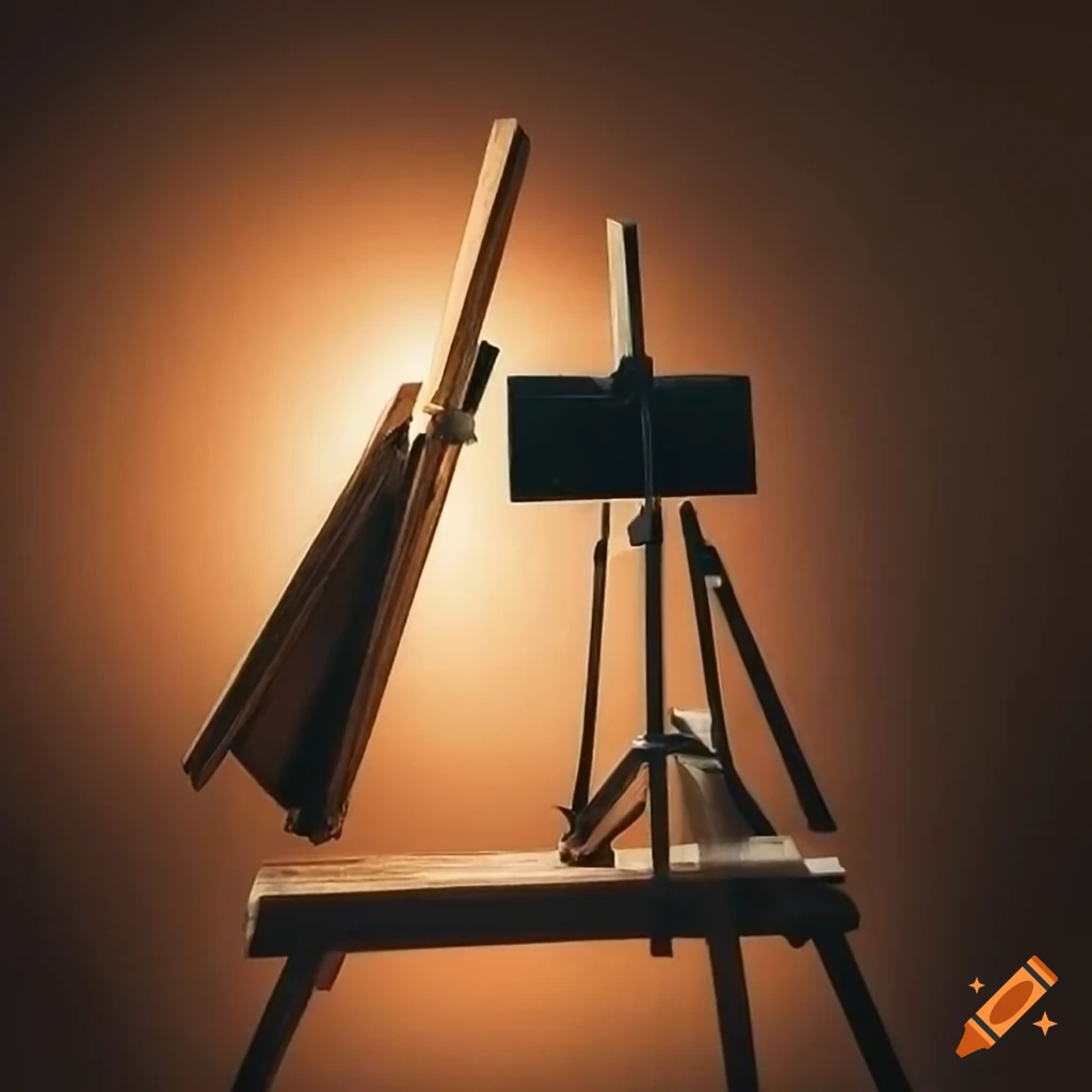 Artist painting on canvas with an easel