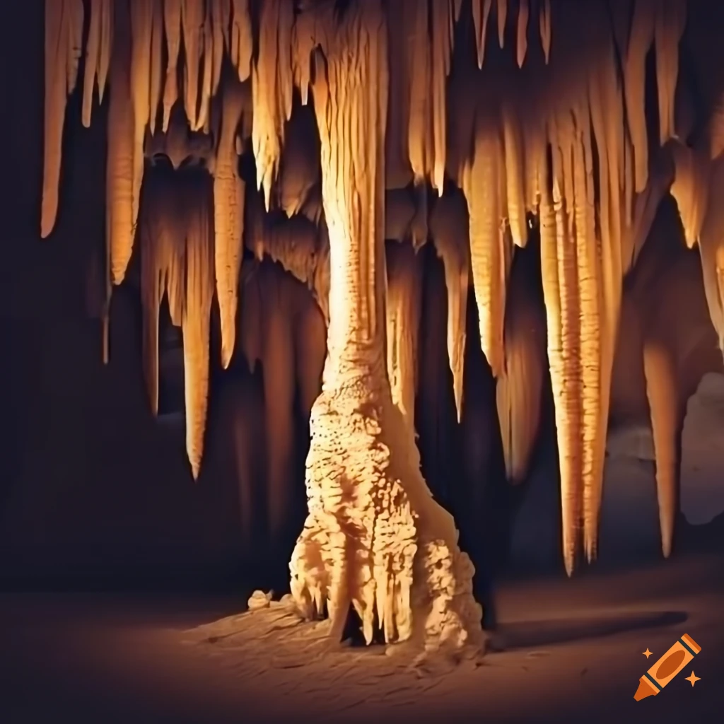stalactites hanging from the ceiling of a cave