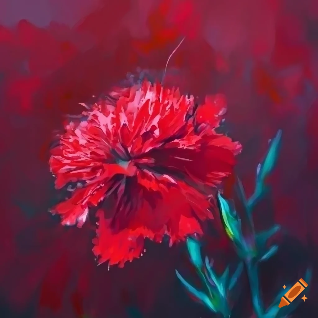 Impressionist painting of red carnation flowers on Craiyon