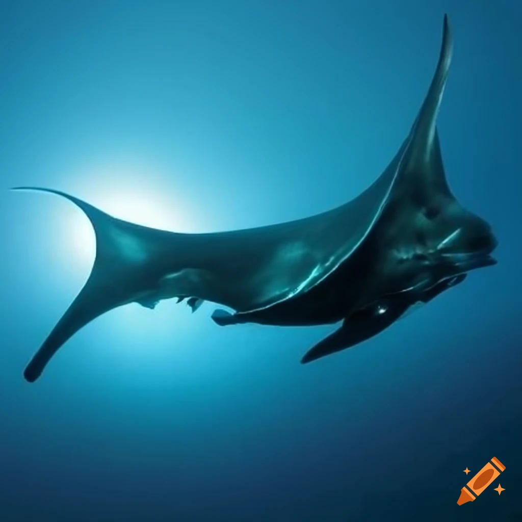 A captivating still image of a gentle giant, like a majestic manta ray or a  graceful whale shark, displaying its grandeur on Craiyon