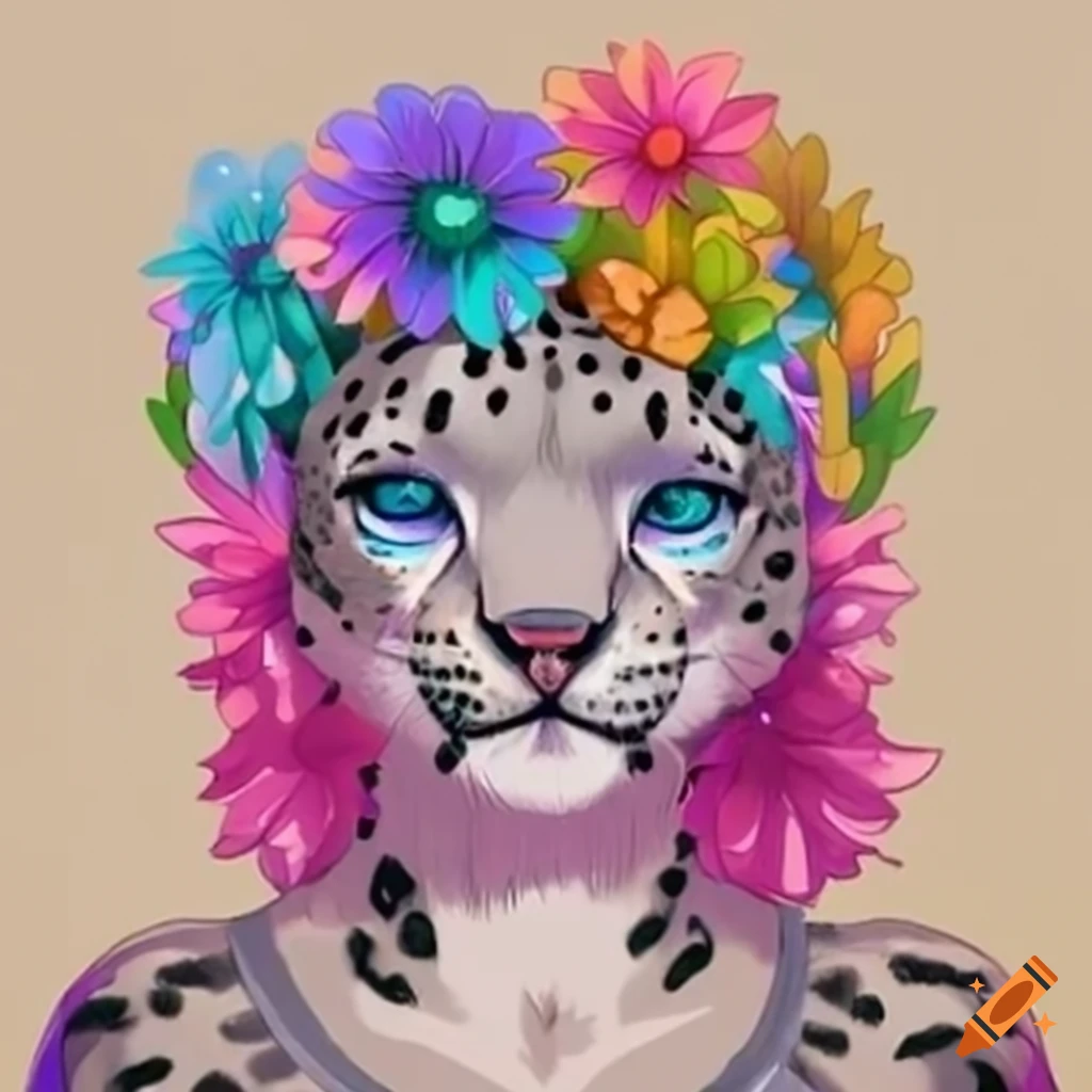 snow-leopard-wearing-a-flower-crown-on-craiyon