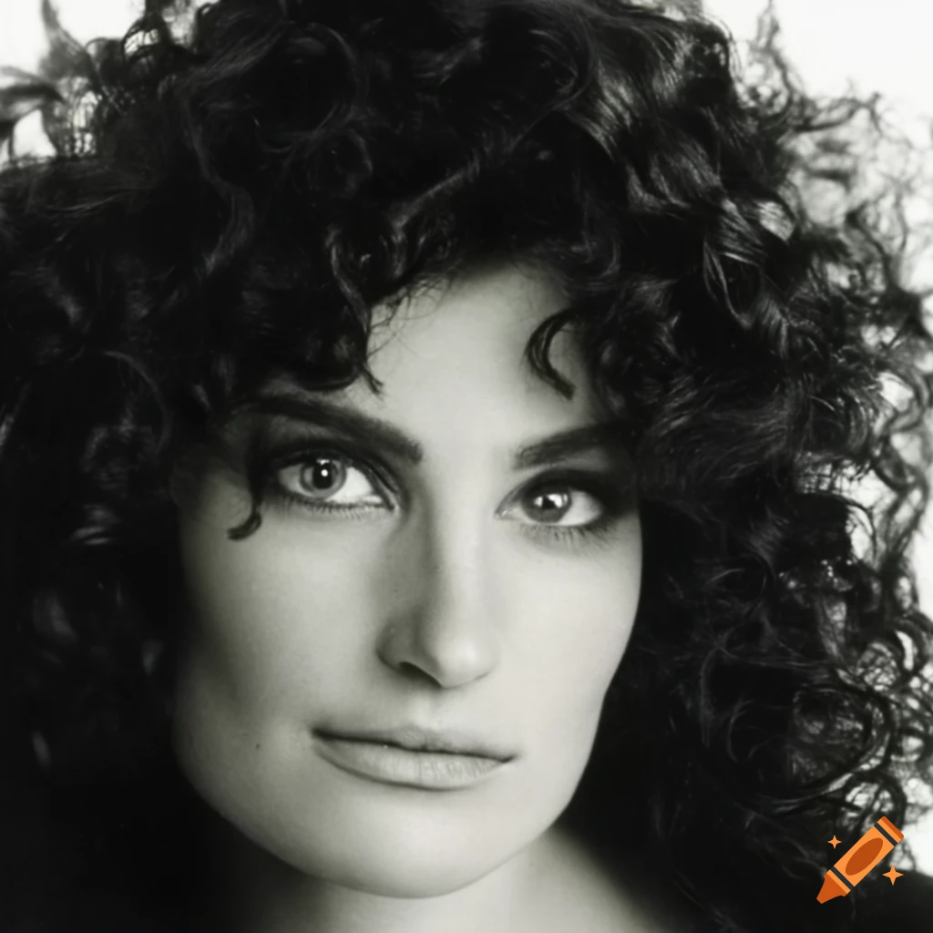Idina menzel with curly black hair in 1996 on Craiyon