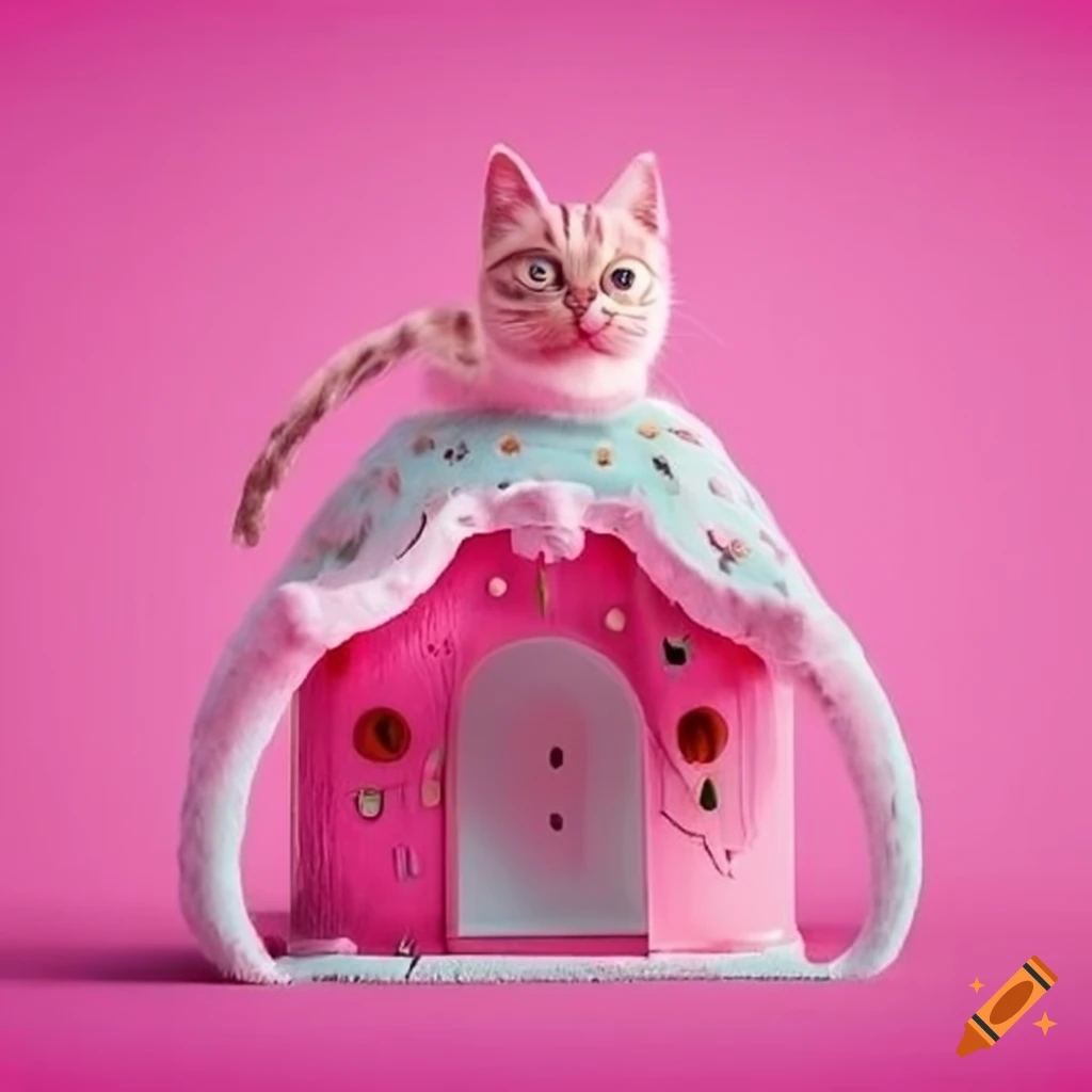 Pink catthemed house on Craiyon