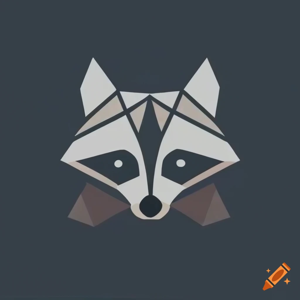 geometric logo of a raccoon