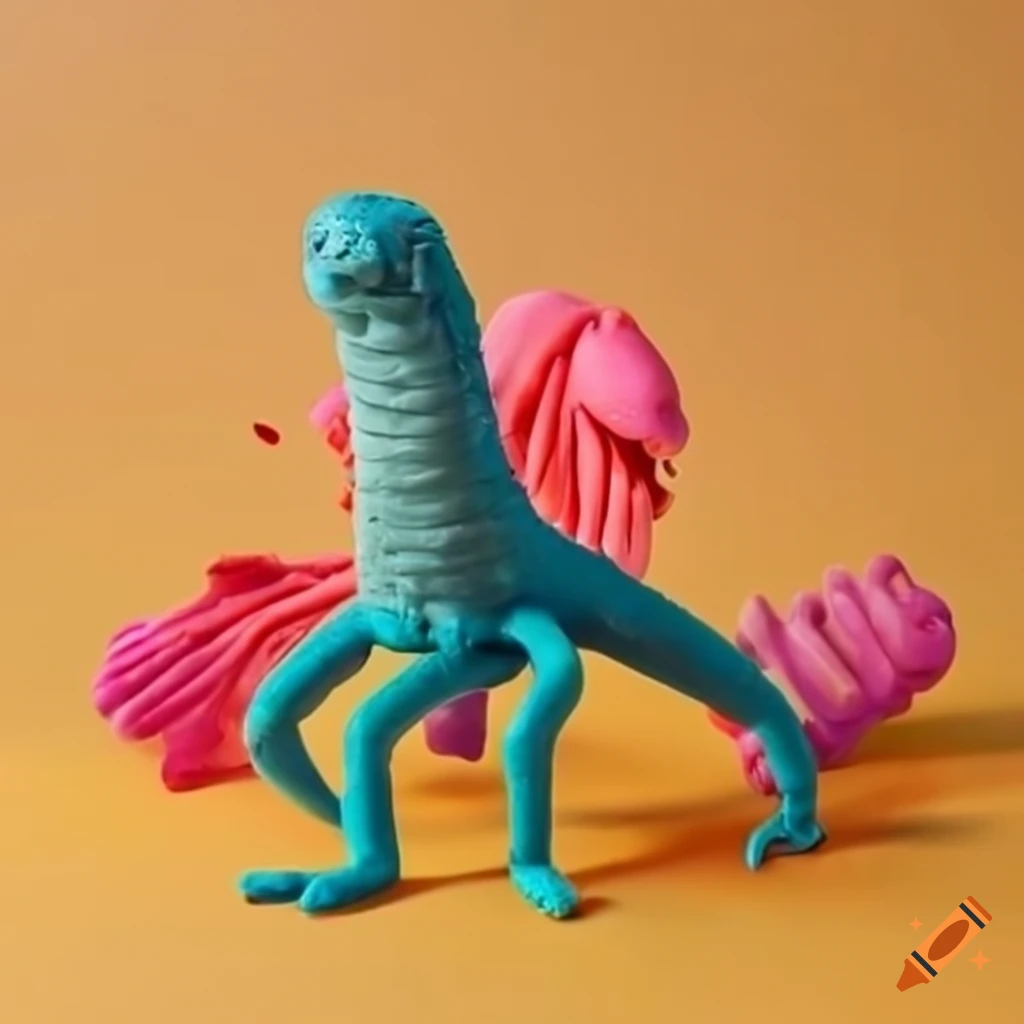 Plasticine sculpture of a creature from paradise on Craiyon
