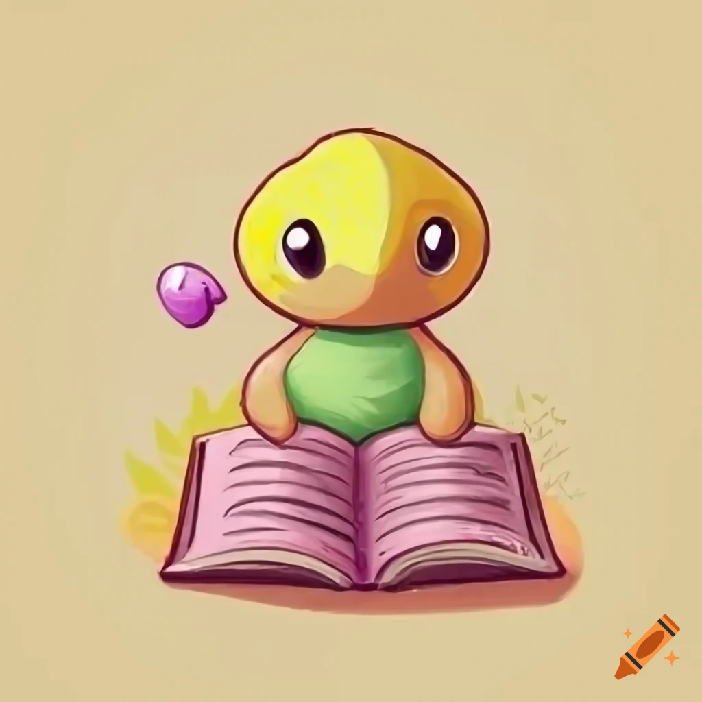 cute Sandshrew Pokemon reading a book
