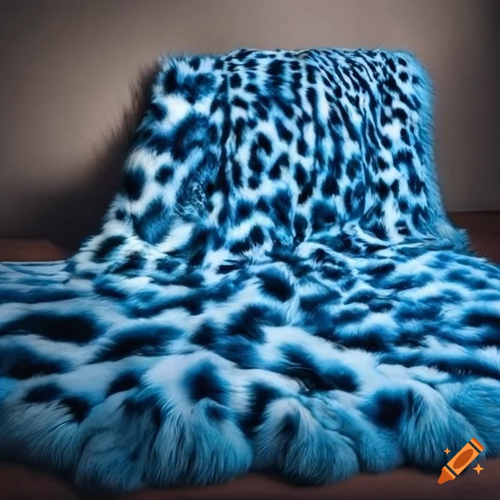 Blue and white leopard print blanket