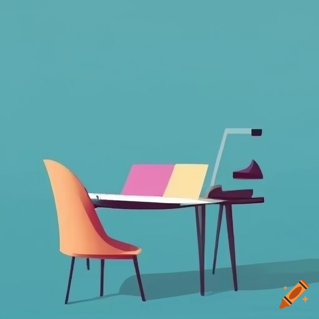 Vector illustration of desk and shapes on Craiyon