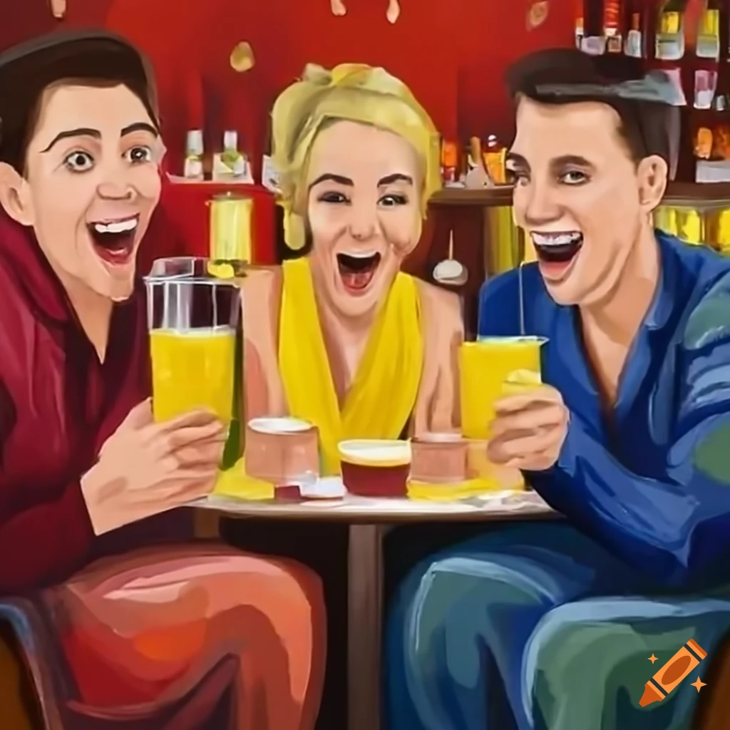 people at a bar drinking fruit juice