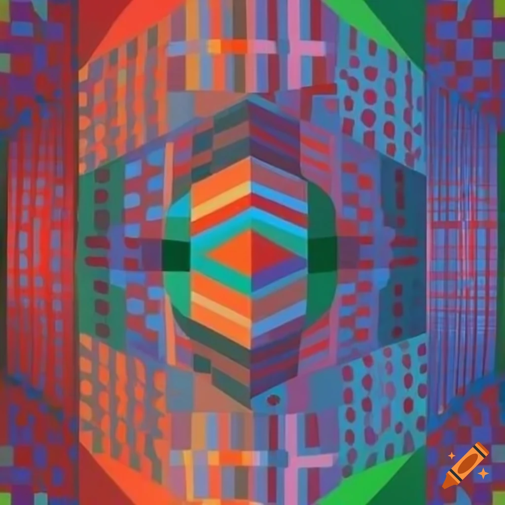 Surreal colorful architecture by victor vasarely on Craiyon