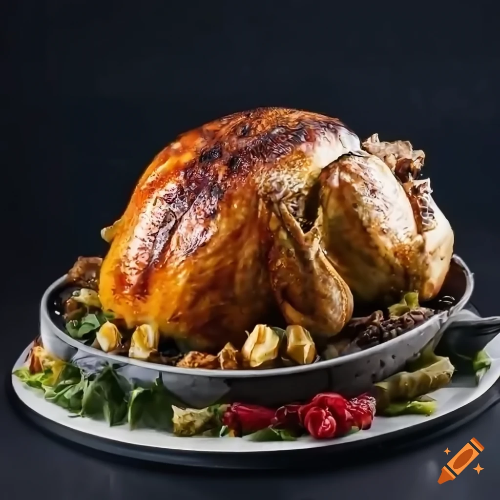 Succulent roast turkey with crispy skin on Craiyon
