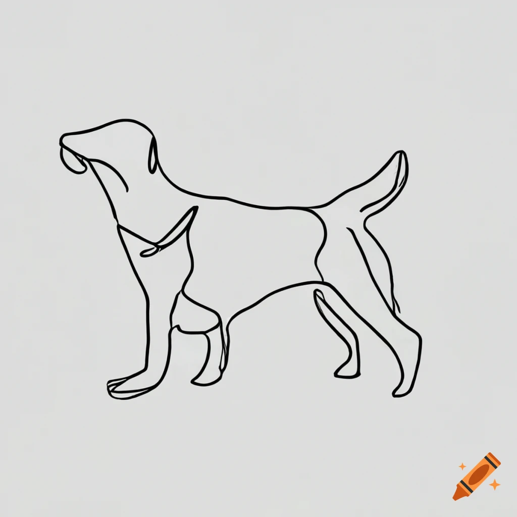 single-line drawing of a dynamic dog