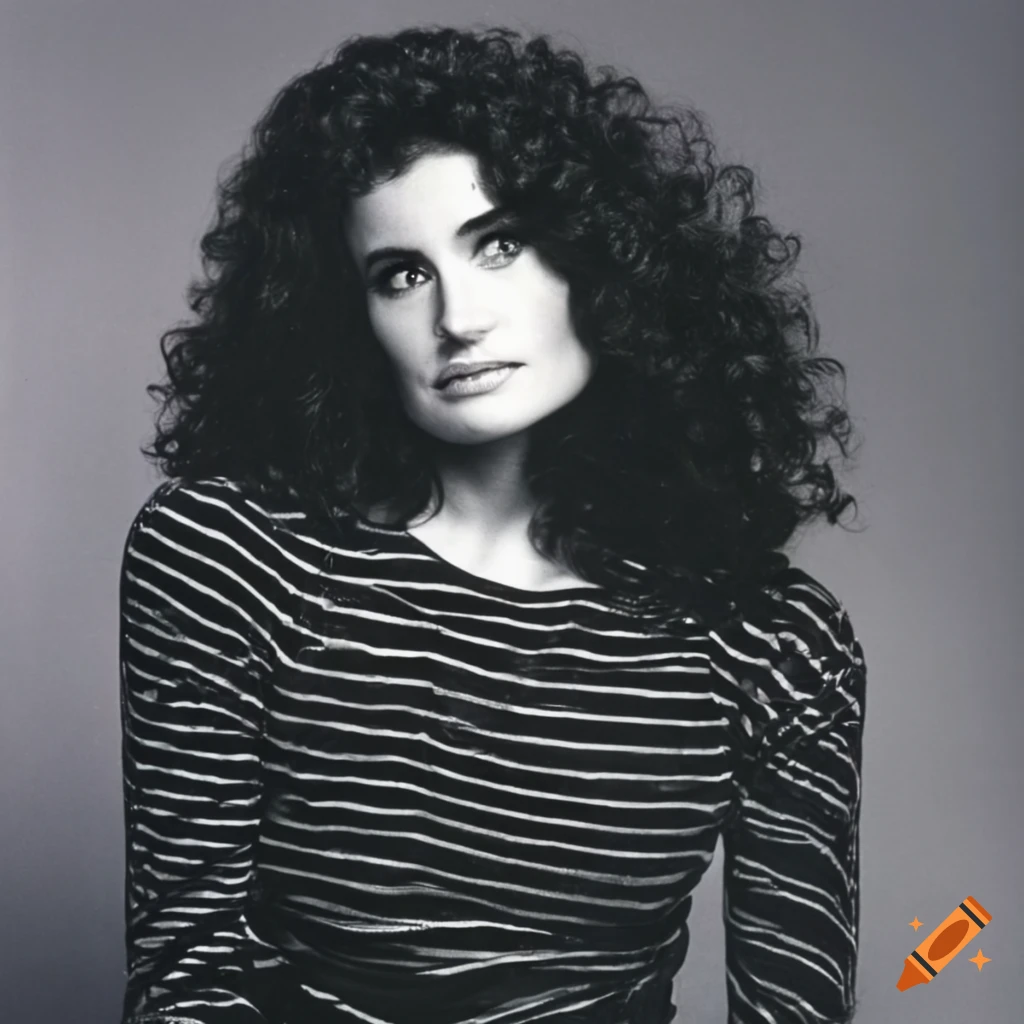 Idina menzel in 90s attire with curly black hair on Craiyon