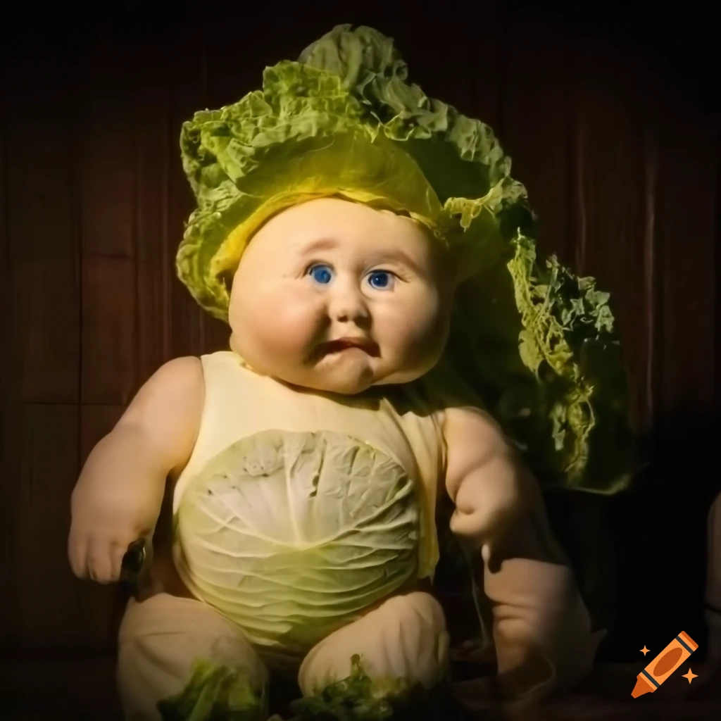 Photo Of A Cabbage With A Cabbage Patch Kid Head On Craiyon