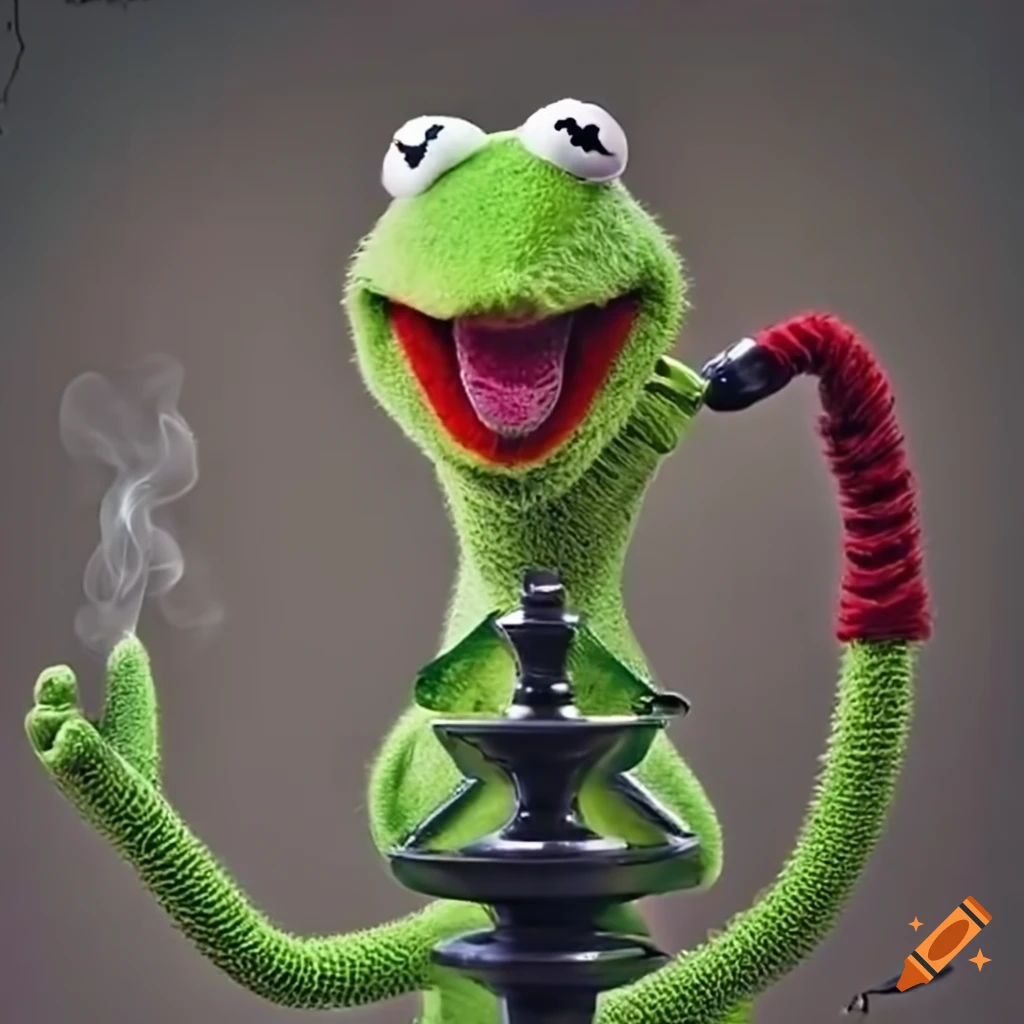 Kermit the frog smoking a hookah on Craiyon