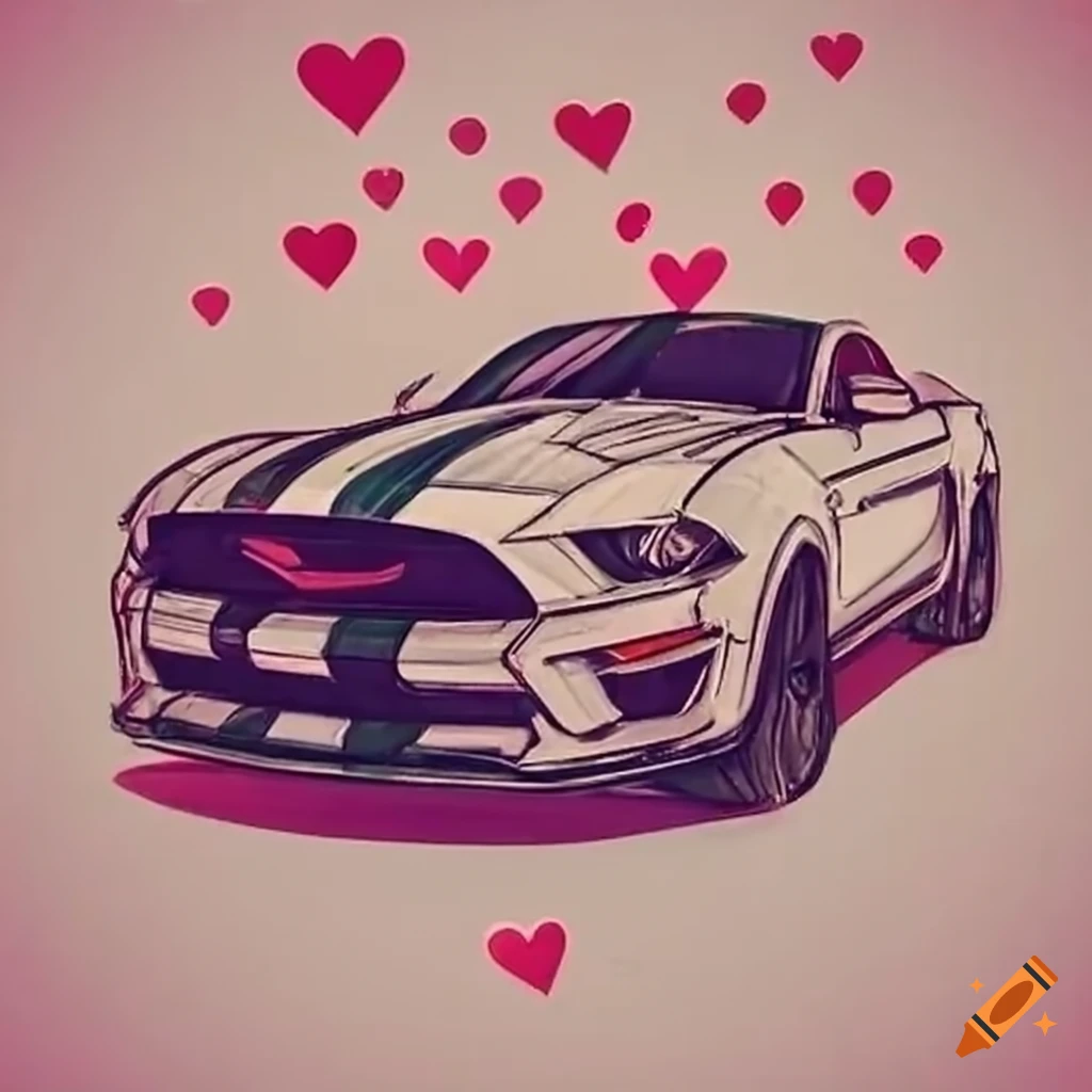 Mustang cars with hearts design on Craiyon