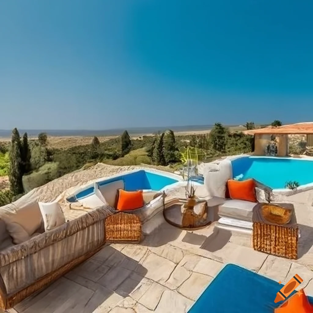 Cozy villa in Cyprus with beautiful landscapes on Craiyon