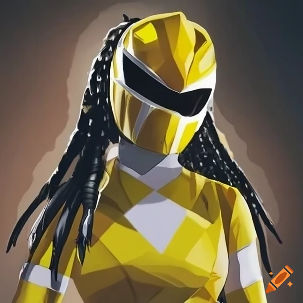 Yellow power ranger and predator mashup artwork on Craiyon