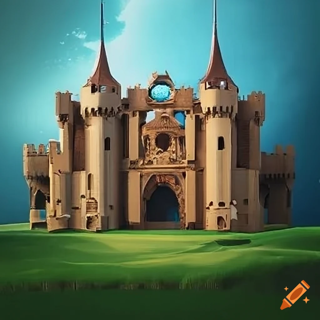 Ismetric Pre Rendered Image Isometric pre-rendered model of bodiam castle on Craiyon