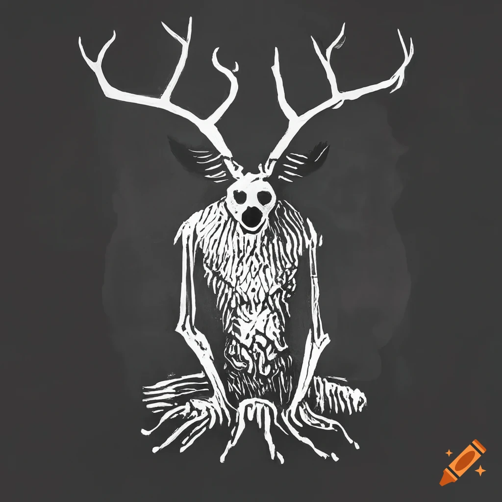 minimalist-black-and-white-linocut-print-of-a-wendigo-on-craiyon