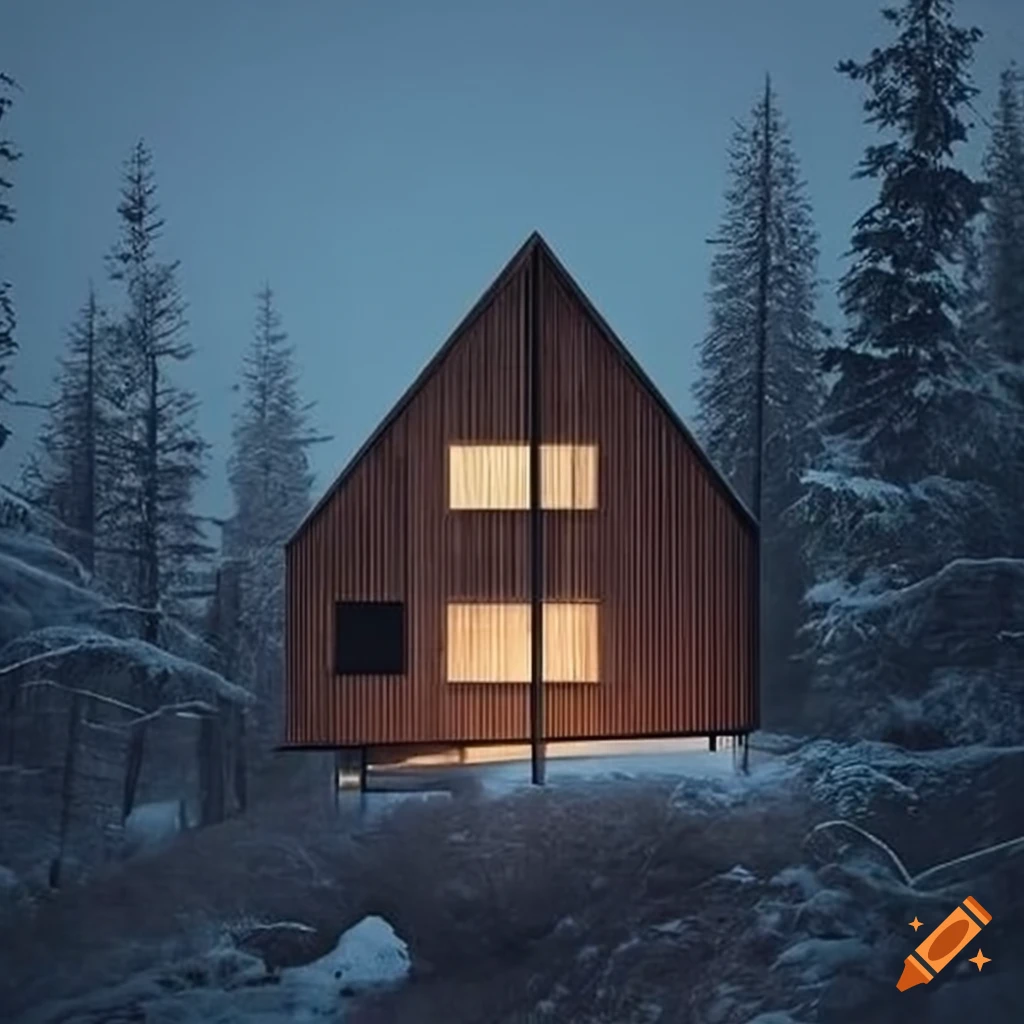 Minimalistic nordic cabin in norway on Craiyon