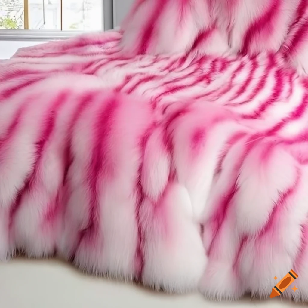Soft and fluffy zebra print fox fur blanket on Craiyon