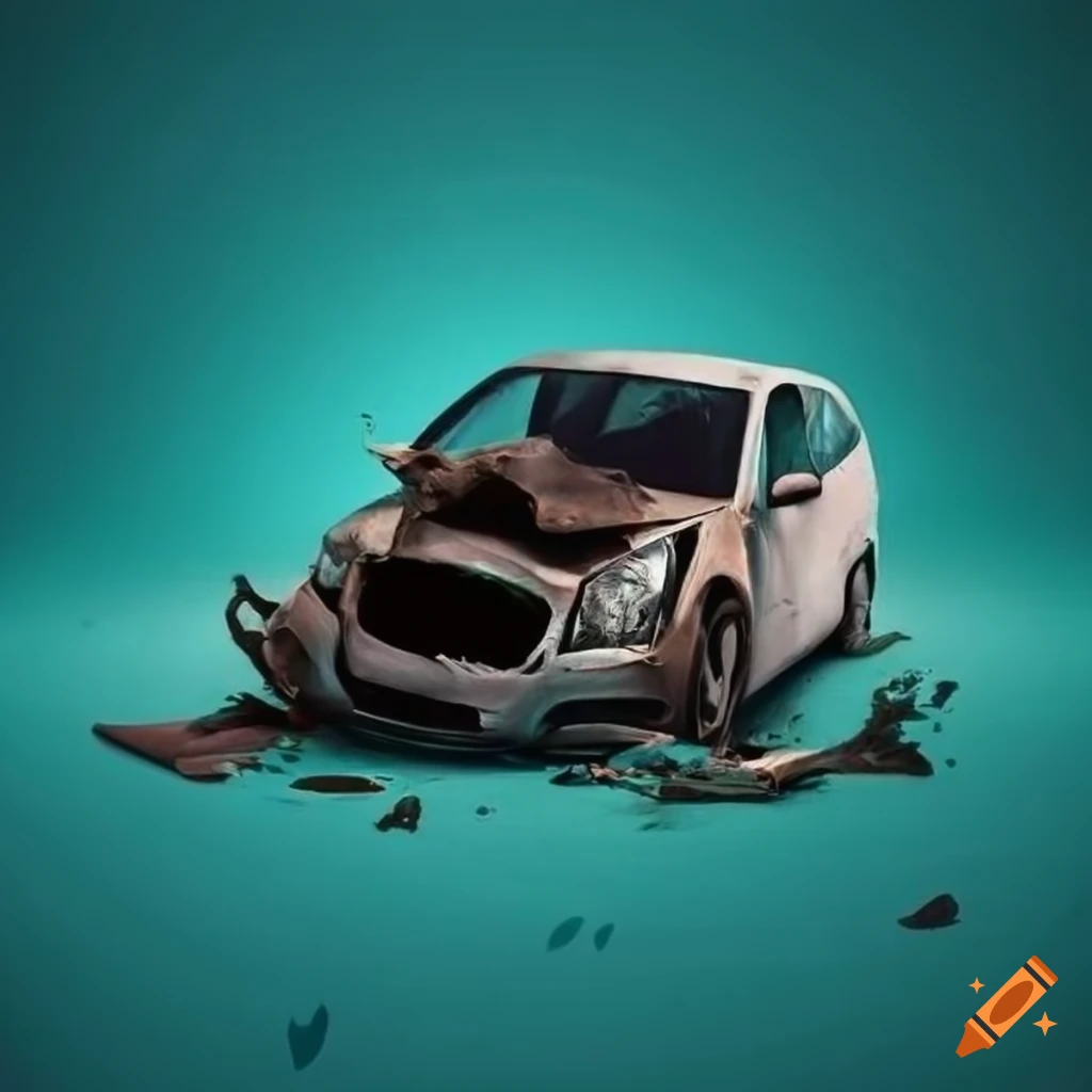 abstract-artwork-of-car-wreckage-on-turquoise-backdrop