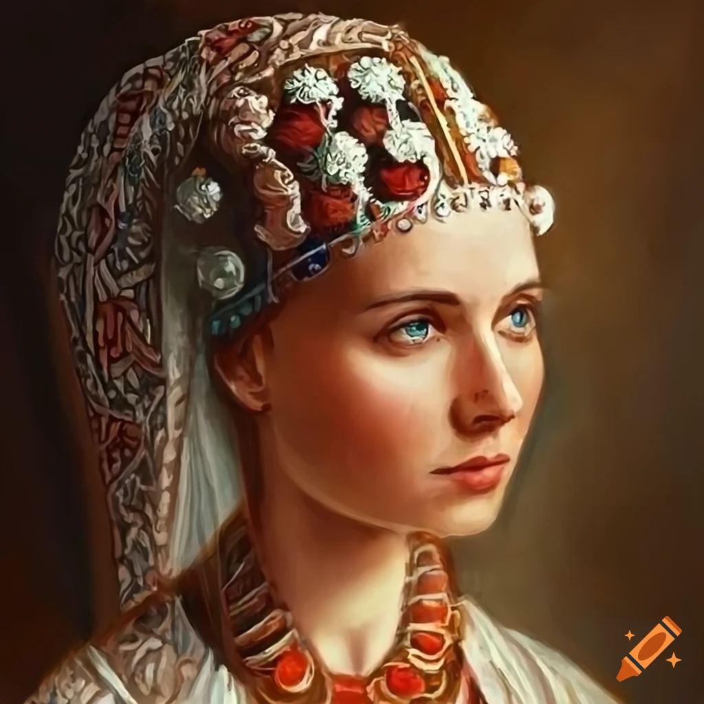 Portrait of a beautiful czech woman in slavic style