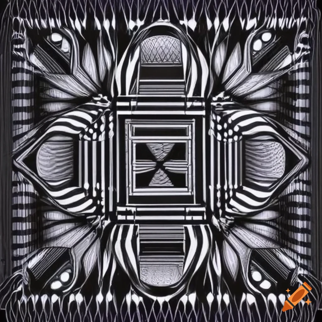 Abstract black and white artwork by victor vasarely on Craiyon