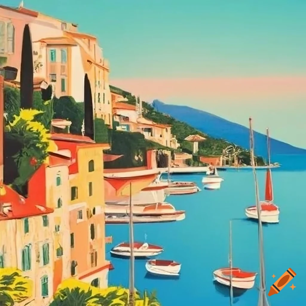 Vintage poster of the french riviera on Craiyon