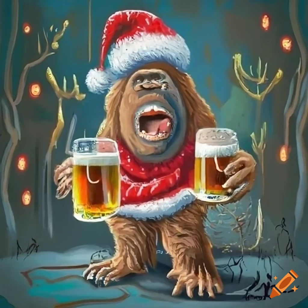 graffiti-style image of a drunk reindeer during Christmas