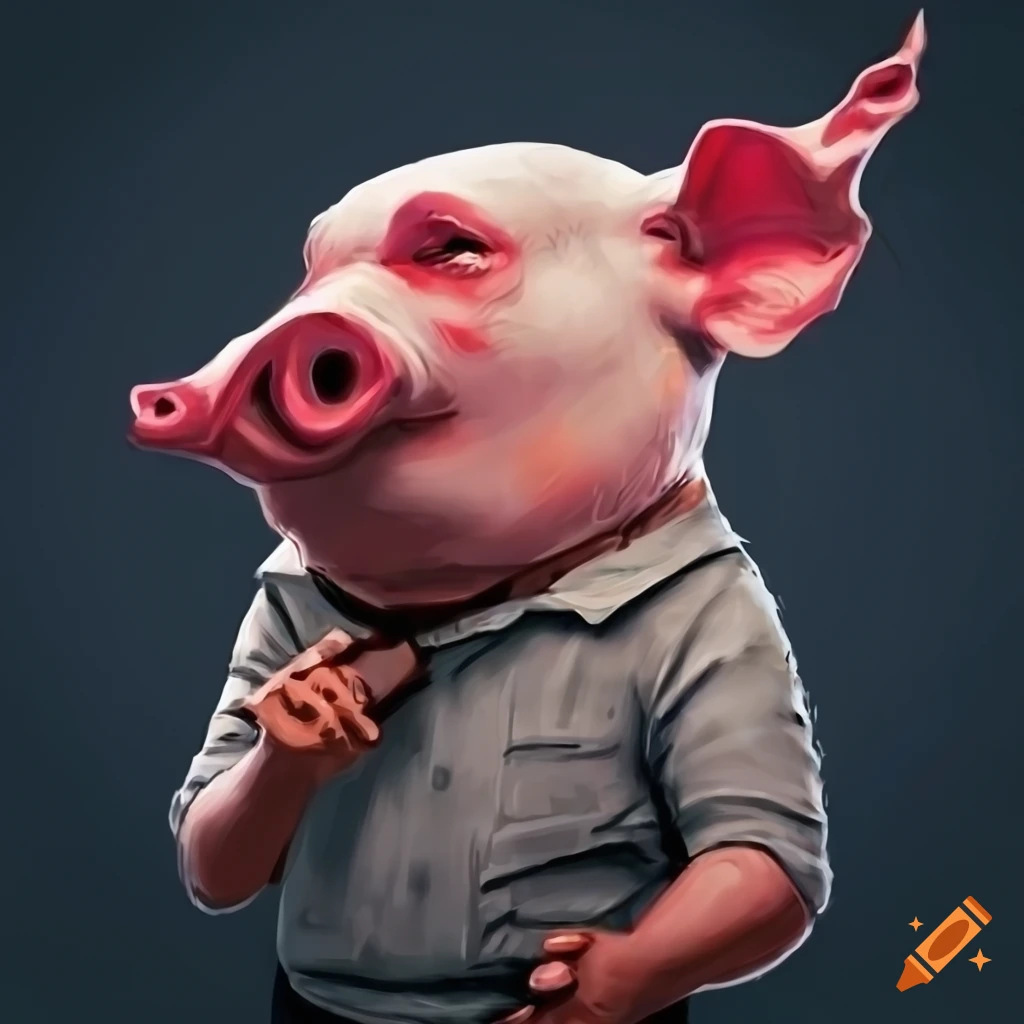 pixel art illustration of a pig man