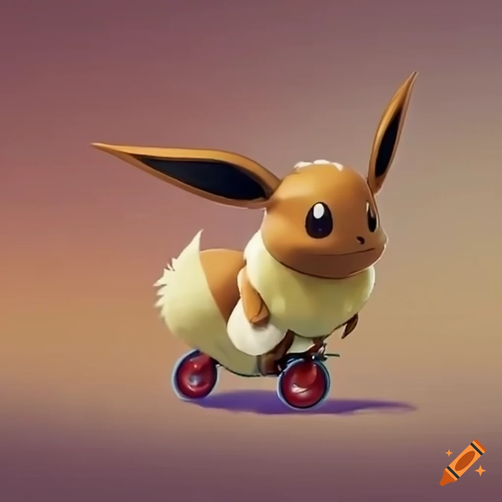 eevee riding a scooter