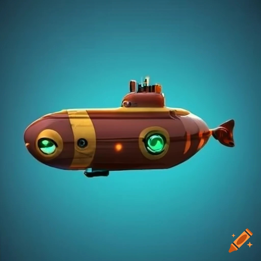3d beaver-themed submarine for a videogame on Craiyon