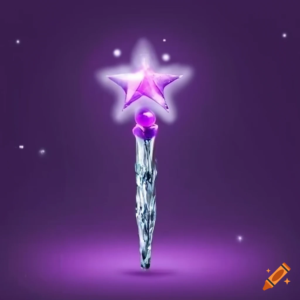 Sparkling purple crystal fairy wand on white background on Craiyon