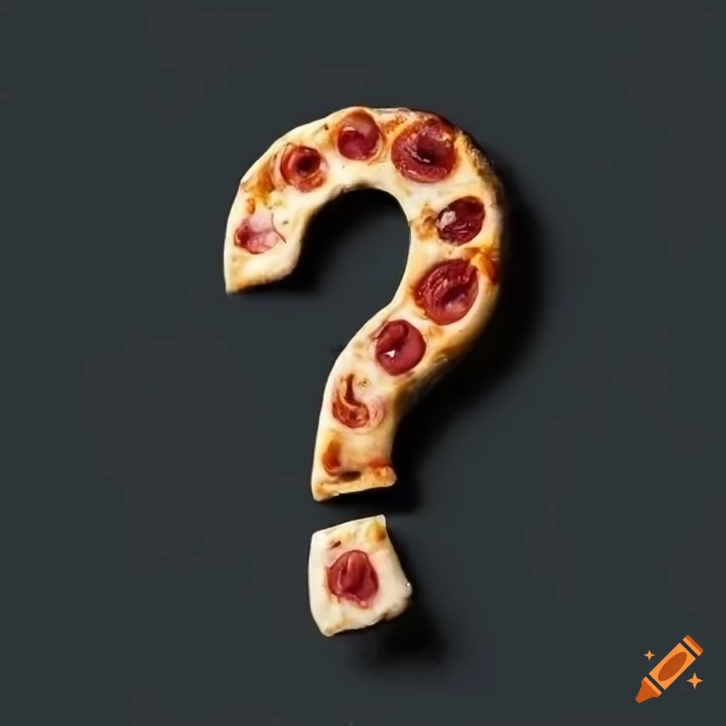 Black pizza with question mark on top