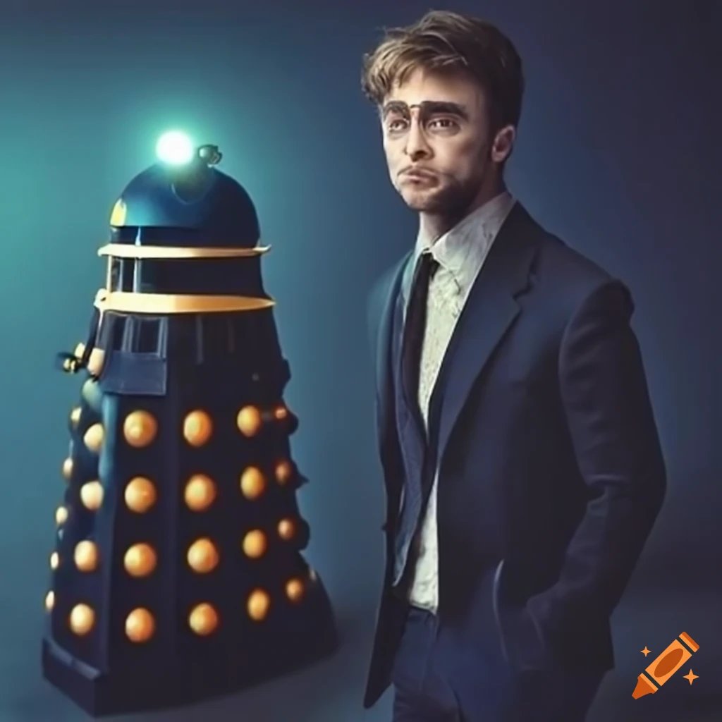 Daniel Radcliffe as Doctor Who fighting against the Daleks
