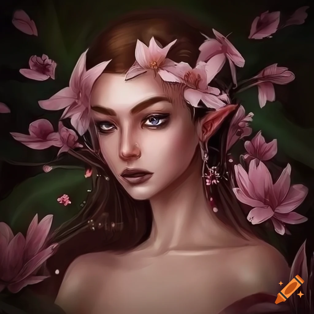 Fairytale Illustration Of An Elf Maiden With Flowers fairytale-illustration-of-an-elf-maiden-with-flowers