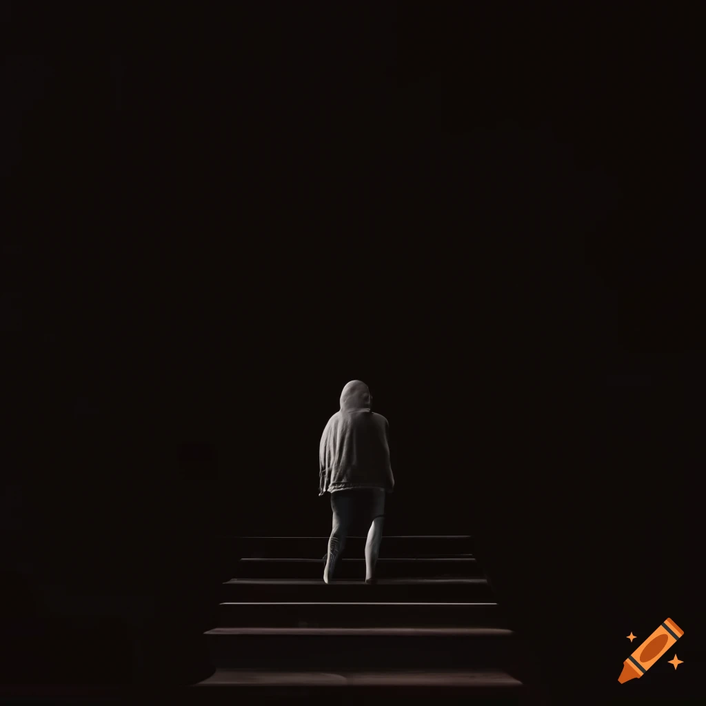 person walking on stairs