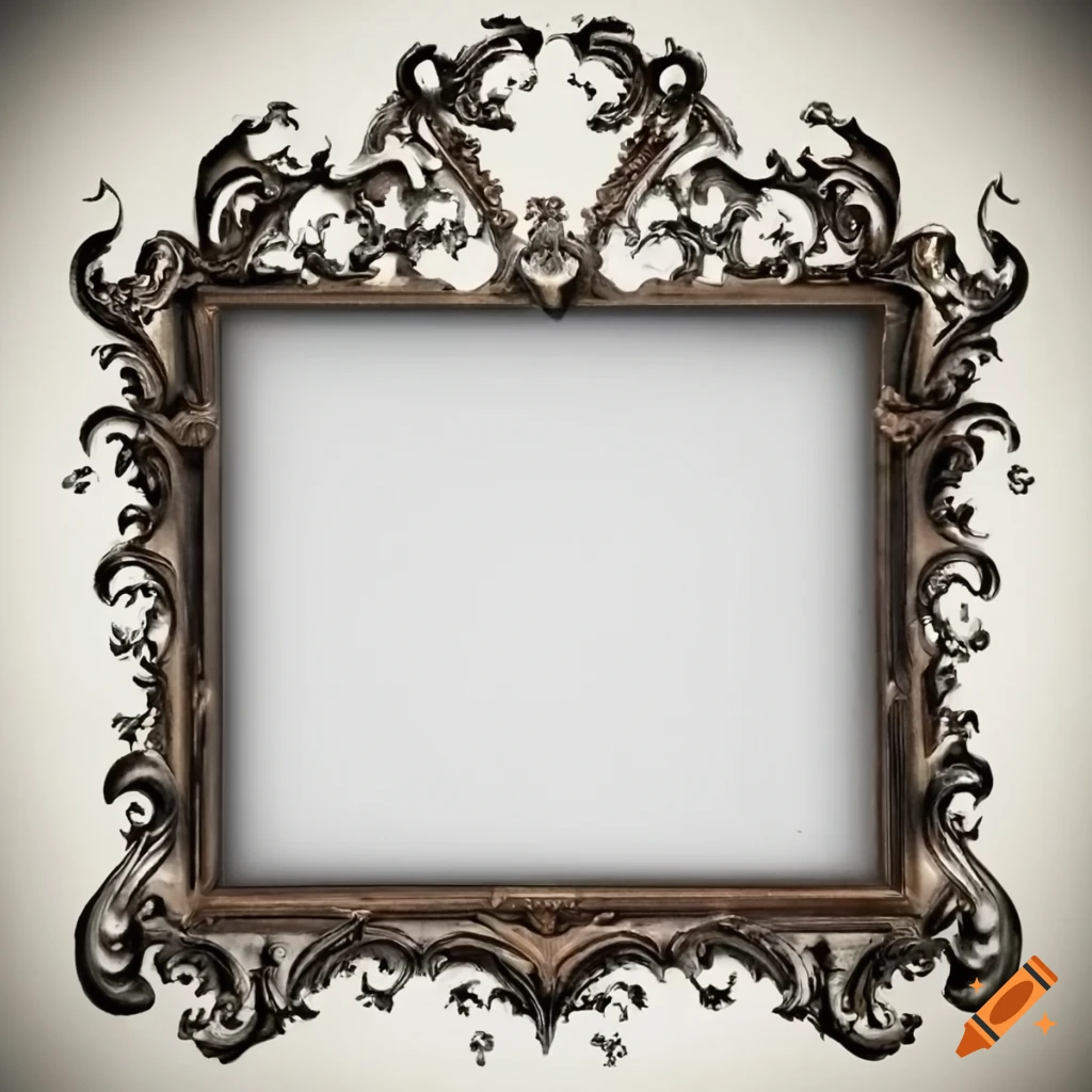 Ornate gothic picture frame with blank screen on Craiyon