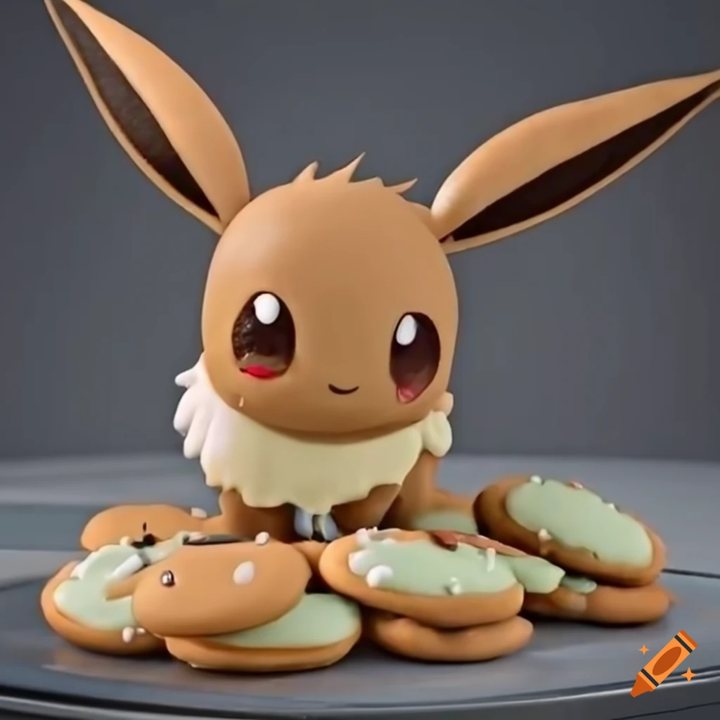 Kawaii image of eevee baking cookies on Craiyon