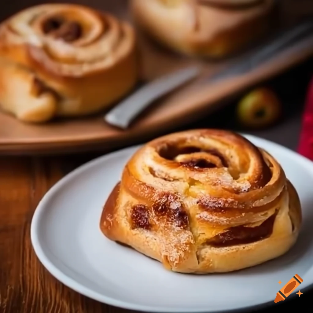 golden crust cinnamon and apple filled bun