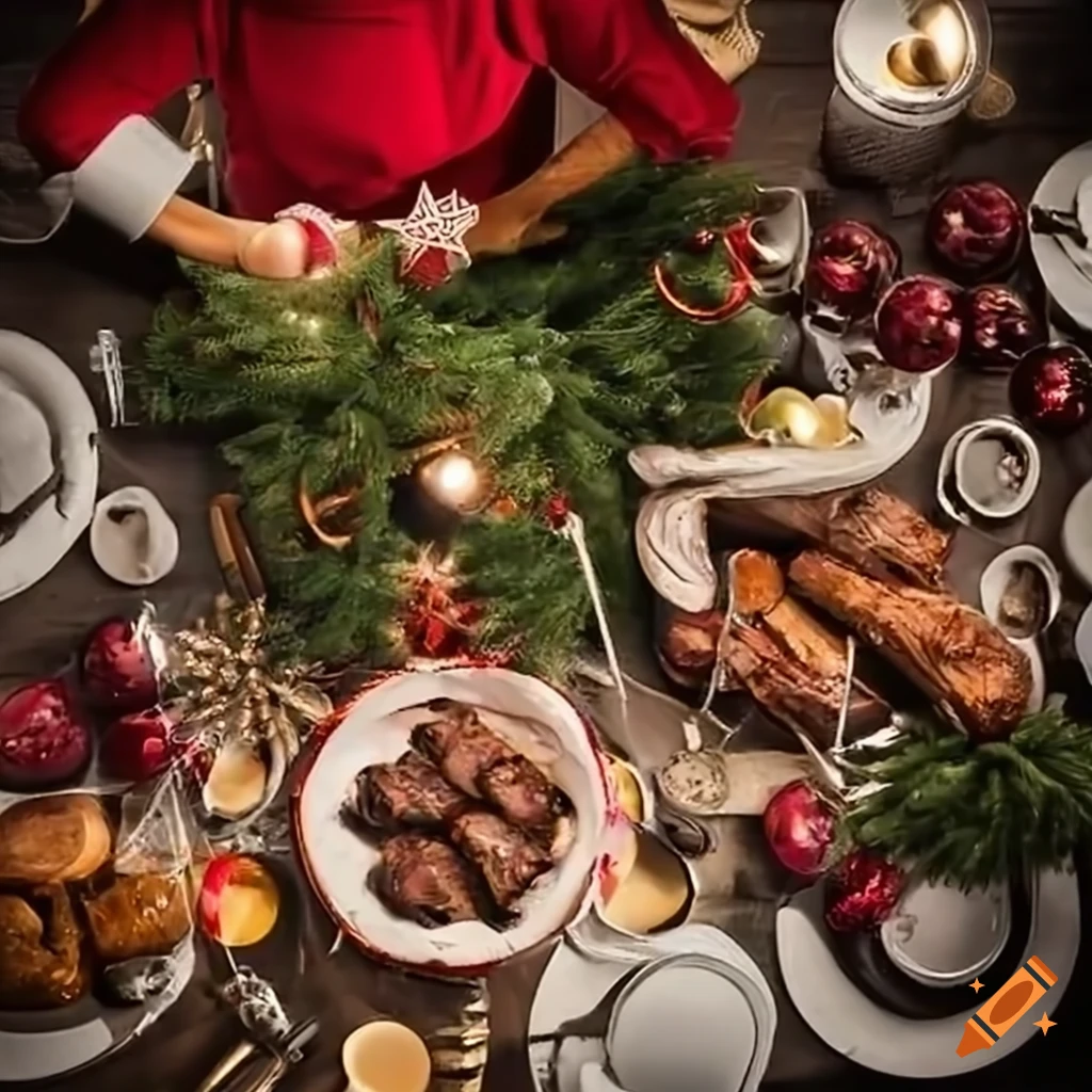 Christmas barbecue table setup
