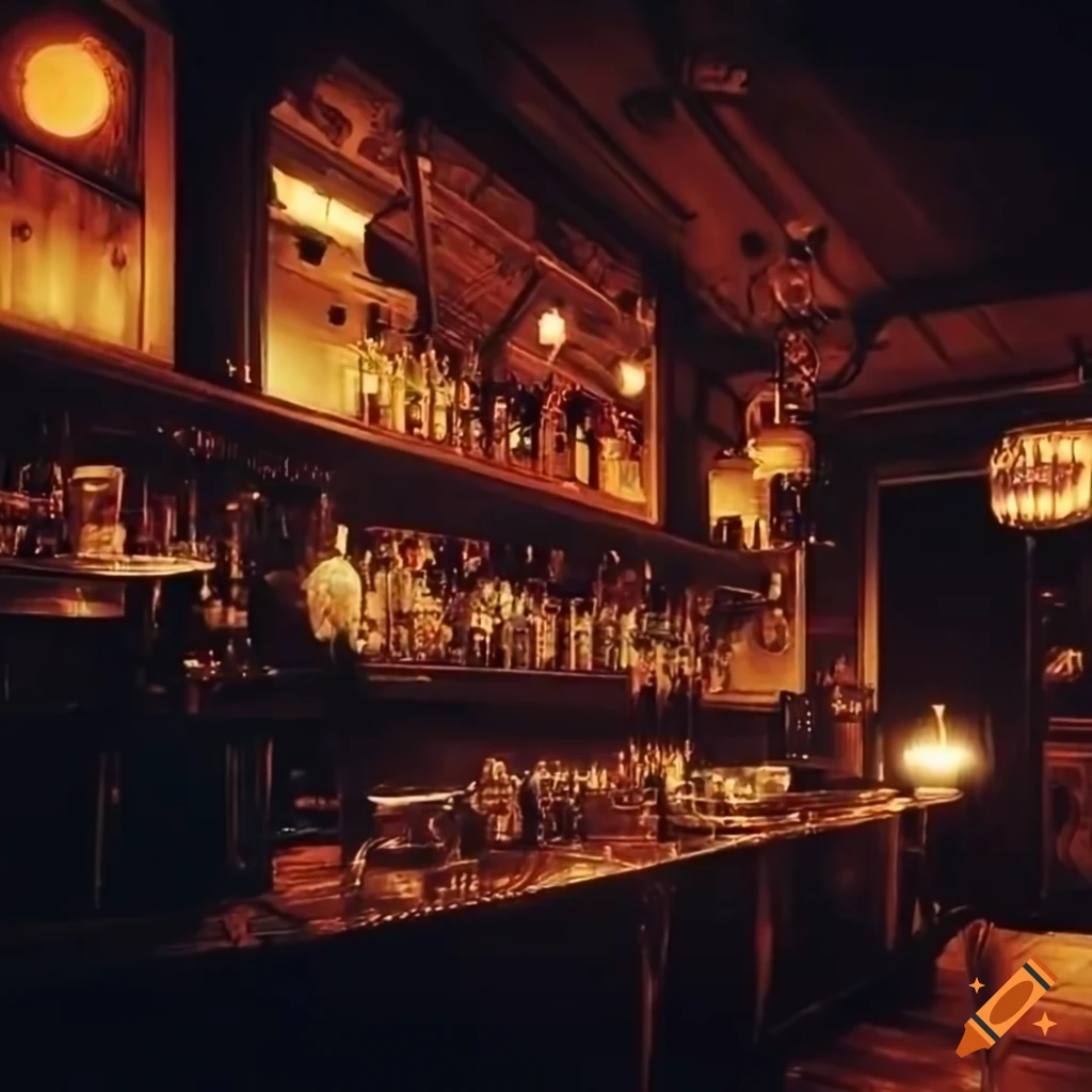 vintage bar scene in low light