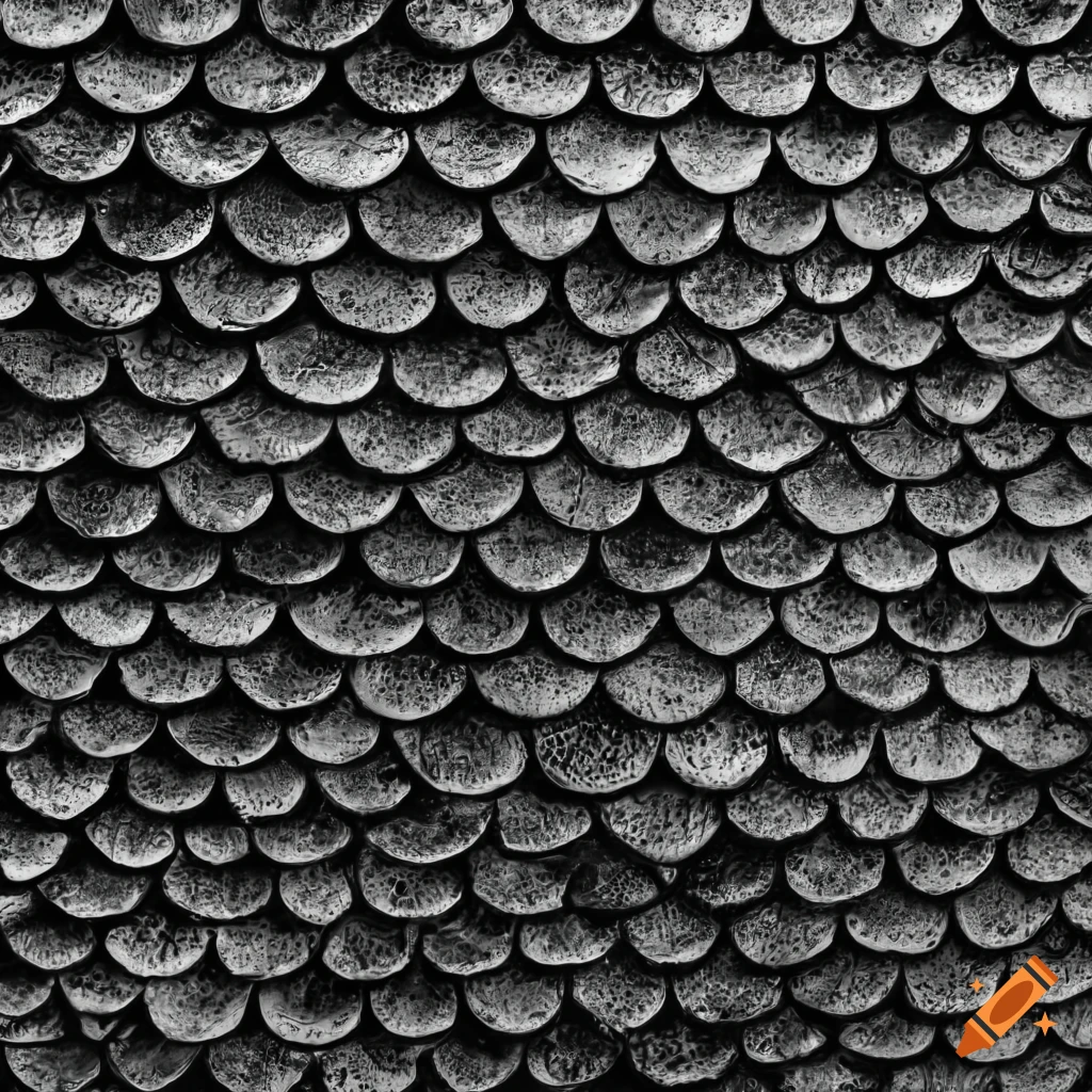 close-up of black and white fish scale texture