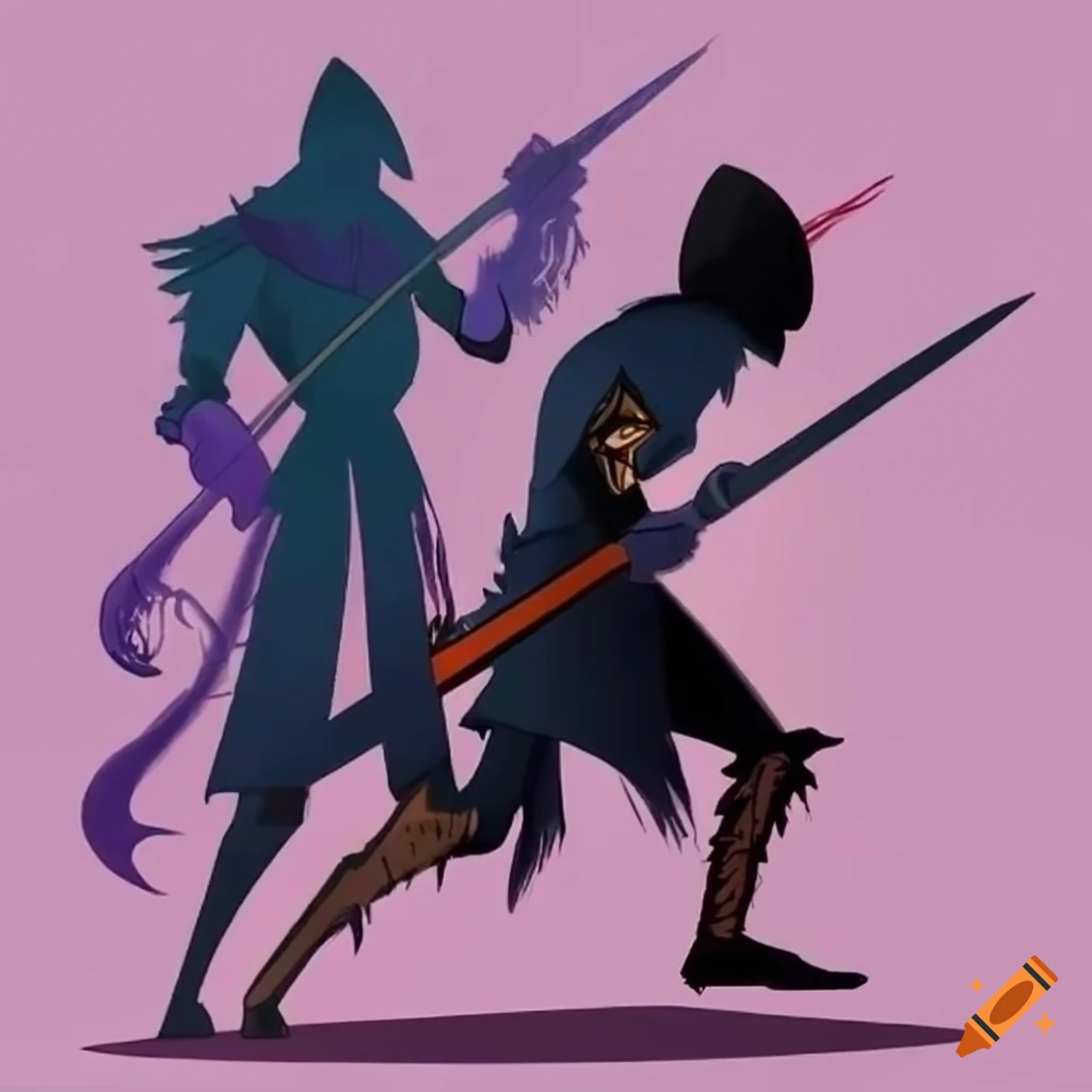Image of a shadow knight with a companion