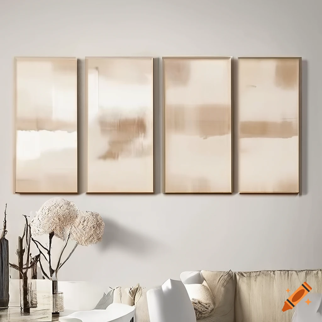 Set of neutral beige wall art on Craiyon