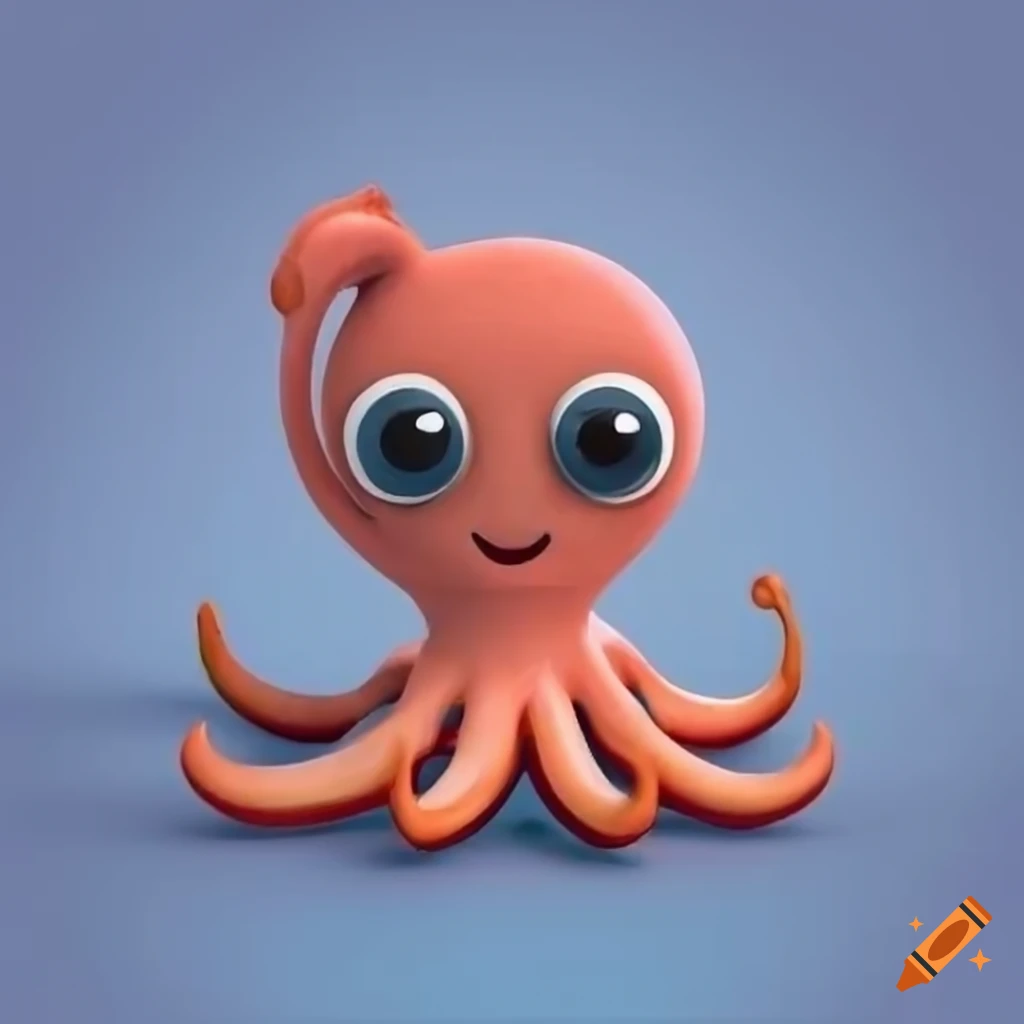 Cute and friendly 3d octopus character on Craiyon