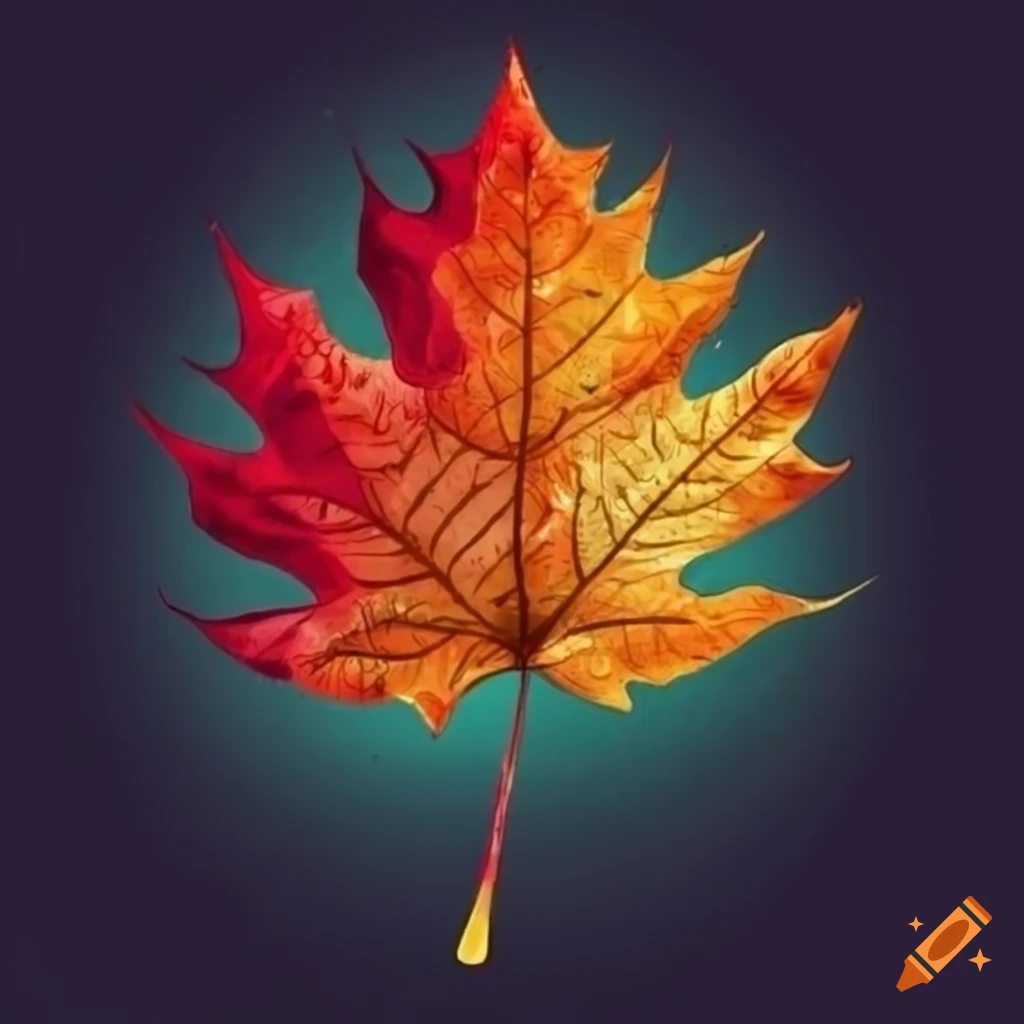 Handdrawn scientific illustration of a maple leaf on Craiyon