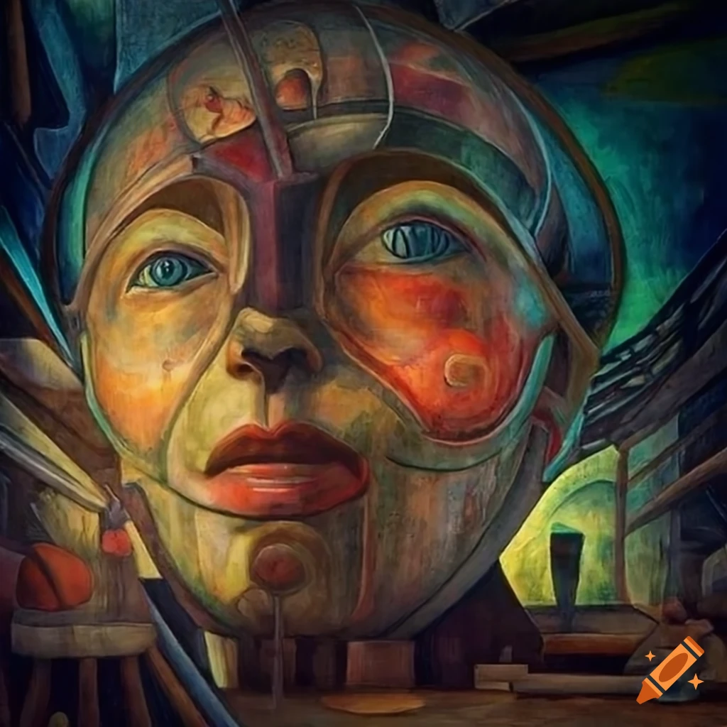 mural of H. G. Wells' "The Time Machine" combined with various artistic styles